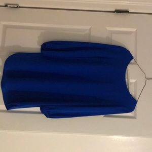 Cobalt silk long sleeve mini dress!